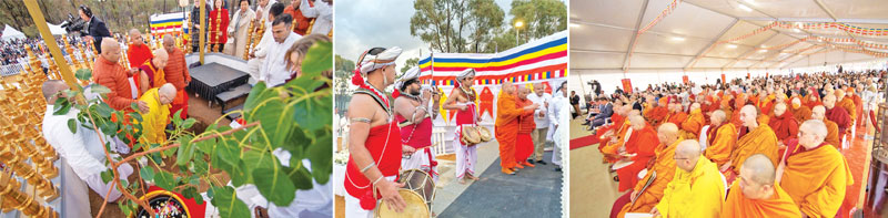 බෝධි රෝපණයට පෙර විය­ට්නාම නාහිමි­යන් භූමි ආශිර්වාද කළ අයුරු, හේවිසි රබන් මැද මහා සංඝරත්නය වැඩම කළ අවස්ථාව සහ  ලංකා, වියට්නාම, කාම්බෝජ හිමිවරු ටිබෙට් ලාමාවරු ඇතුළු මහා සංඝරත්නය